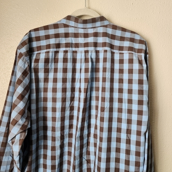 Tommy Bahama Brown Blue Buffalo Plaid Floral Button Down Casual Top Mens 2x - Picture 8 of 11